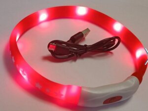 LED-нашийник AnimAll, що світиться, з зарядкою USB 55см червоний