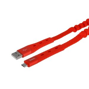 Кабель USB Hoco U78 Cotton USB Micro USB 2.4A 1.2m Червоний