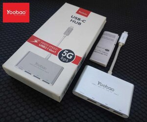 Перехідник YooBao Type-C To 3xUSB 3.0 + Type-C PD (Новий) Оригінал