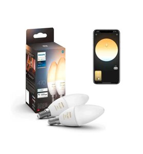 Розумна світлодіодна лампочка Philips Hue White Ambiance E14 2шт.