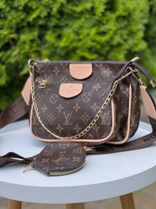 Сумка стильна коричнева+беж Луї Вітон / Louis Vuitton 3 в 1