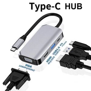 USB Hub Multiport Перехідник MacBook TypeC - HDMI VGA USB TupeC №16