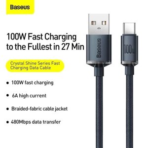 Кабель Baseus 100W 6A 1.2/2м USB Type-C зарядка huawei xiaomi MacBook