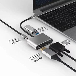 USB Hub Переходник 4в1 Хаб MacBook Ноутбук USB TypeC HDMI VGA №4