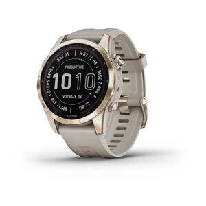 Смарт-годинник Garmin Fenix 7S Sapphire Solar C. Gold Titanium w. Light Sand Band (010-02539-20/21)