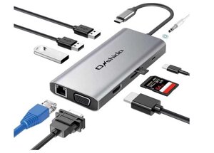 Багатопортова док-станція 10 in 1 USB хаб Onshida