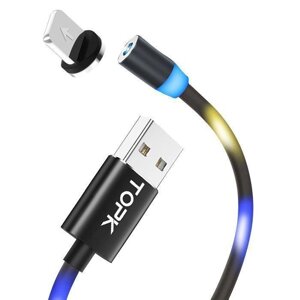 Магнітний кабель для заряджання USB 1m Topk Zline Llightning Black