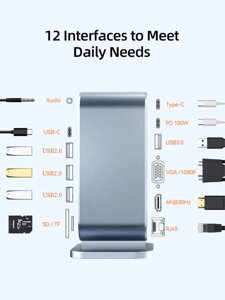 Hub Multiport MacBook TypeC - USB TypeC Ethernet RJ45 VGA HDMI (№17)