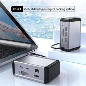 Hub USB Хаб Док-станція MacBook TypeC- HDMI VGA USB Ethernet (№18)