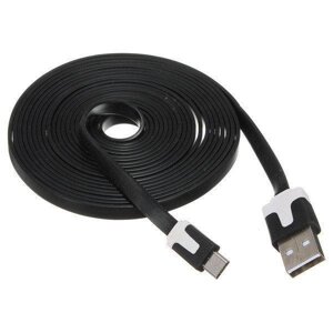 Кабель Спартак плоский micro USB flat 3 м Black