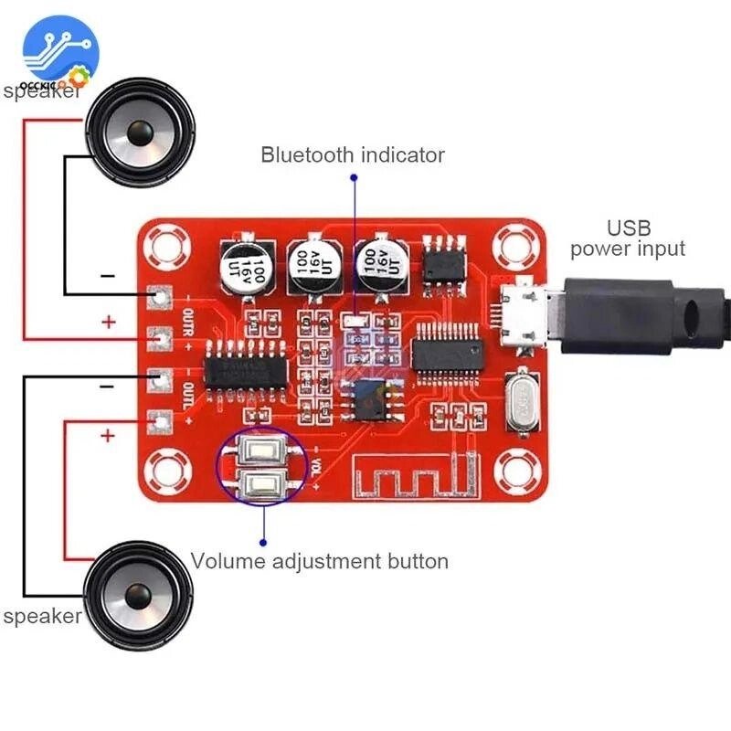 Підсилювач 2*5W, Bluetooth MP3 декодер, XH-A251 блютуз для колонок, 5V від компанії ARTMOS - Інтернет магазин - фото 1