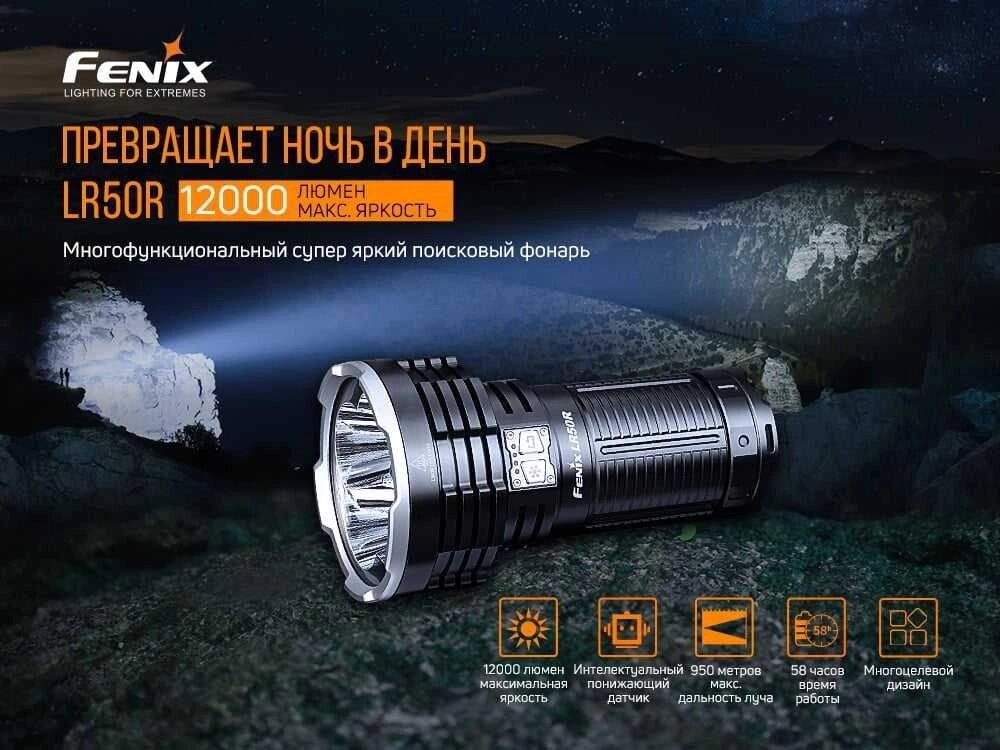 Пошуковий ліхтарь 12000 люмен 950 метрів Fenix LR50R від компанії ARTMOS - Інтернет магазин - фото 1