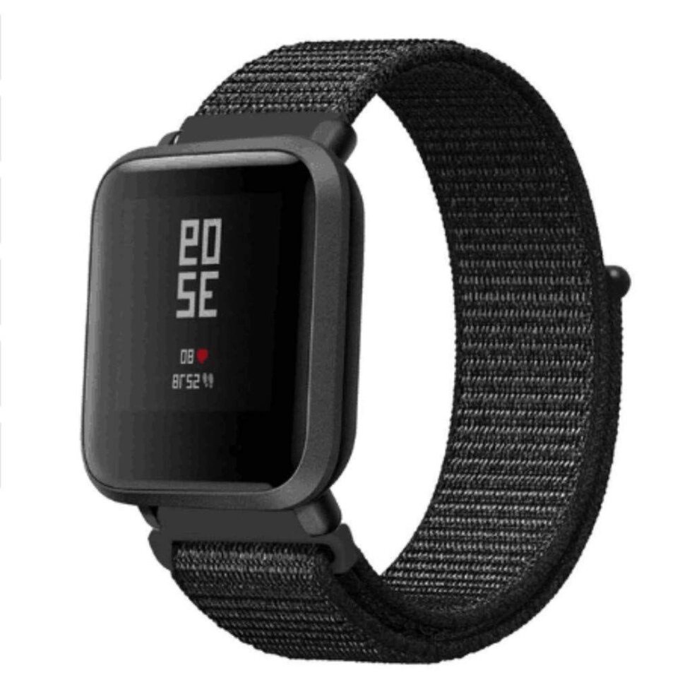 Ремінець BeWatch нейлоновий липучка для Xiaomi Amazfit Bip Чорний від компанії ARTMOS - Інтернет магазин - фото 1