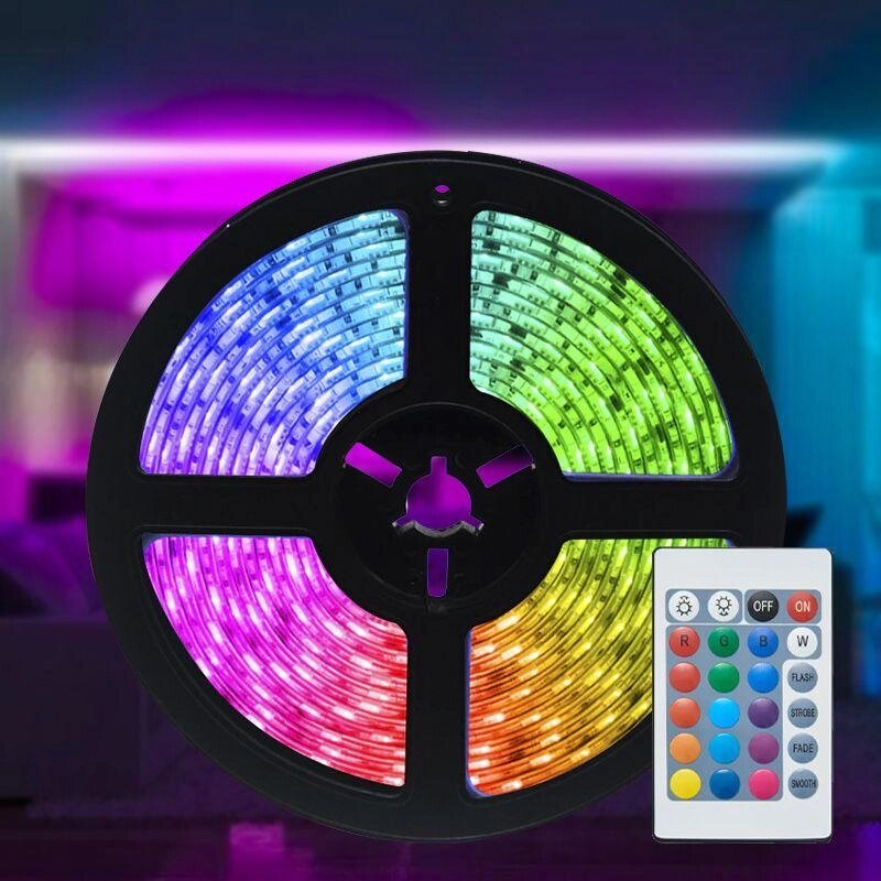 Світлодіодна гнучка RGB 300 LED стрічка для підсвічування 5 м з пультом управління від компанії ARTMOS - Інтернет магазин - фото 1