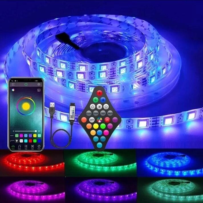 Світлодіодна стрічка 5050 Usb Bluetooth+пульт 5м Rgb нічник гірлянда від компанії ARTMOS - Інтернет магазин - фото 1