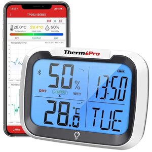 Термометр + Bluetooth метеостанція ThermoPro TP393. Годинники, гігрометр, Le