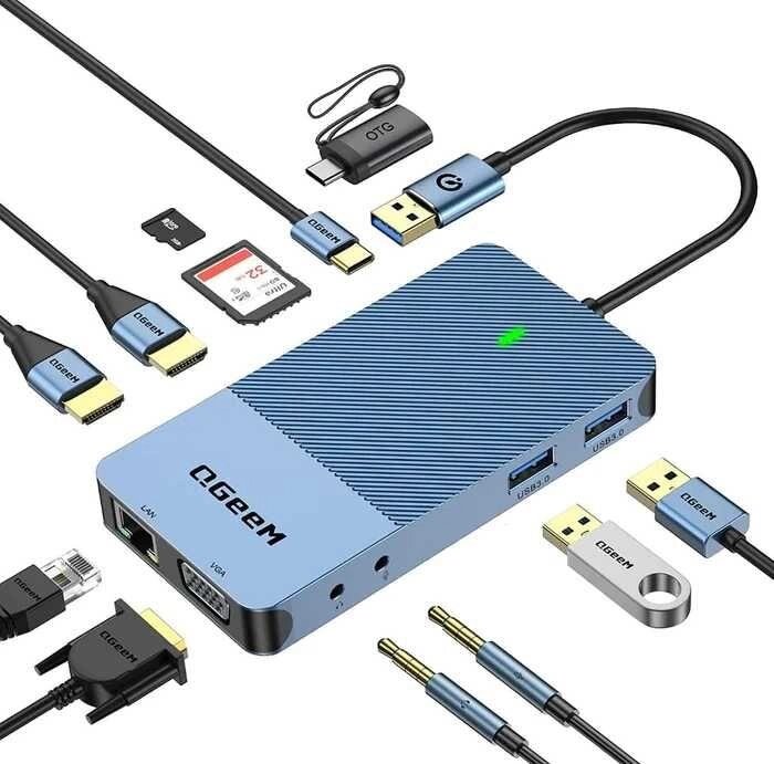 USB хаб USB Type-C Hub, QGeeM, 11-in-1 від компанії ARTMOS - Інтернет магазин - фото 1