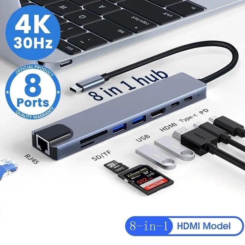 USB Hub Хаб Перехідник для MacBook Ноутбук TypeC USB. 30 Ethernet HDMI від компанії ARTMOS - Інтернет магазин - фото 1