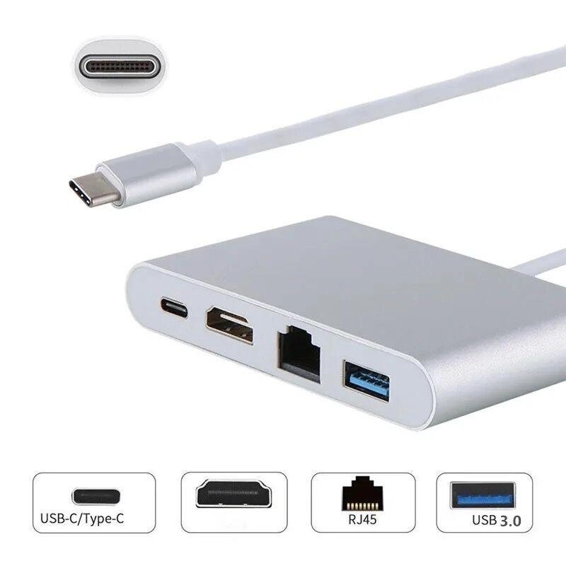 USB Hub Перехідник MacBook USB TypeC - USB TypeC HDMI Ethernet (№10) від компанії ARTMOS - Інтернет магазин - фото 1