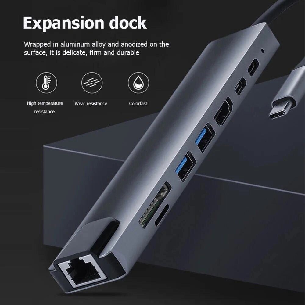 USB Hub Переходник Macbook Ноутбук Хаб HDMI USB TypeC Ethernet (№2) від компанії ARTMOS - Інтернет магазин - фото 1