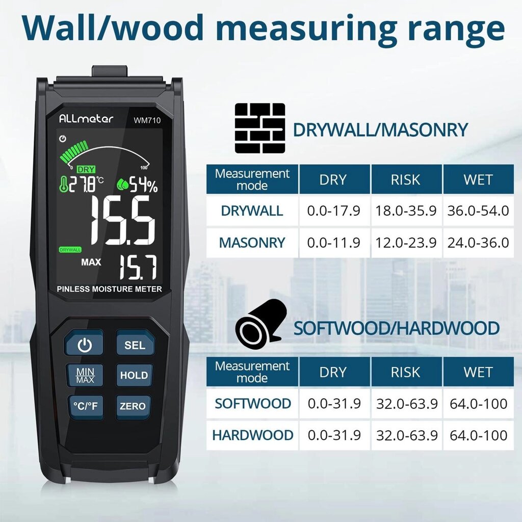 Вимірювач вологості безконтактний Allmeter 710. 20-40мм. деревина від компанії ARTMOS - Інтернет магазин - фото 1