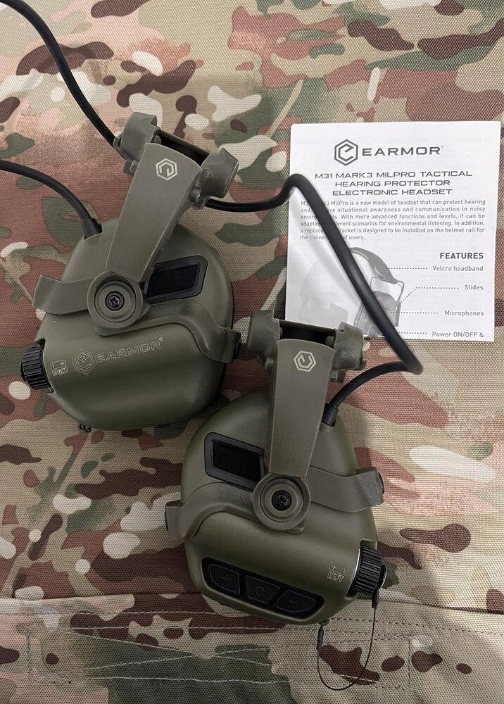 Військові навушники Earmor M31X Mark 3 ORIGINAL‼+ кріплення Чебурашки від компанії ARTMOS - Інтернет магазин - фото 1