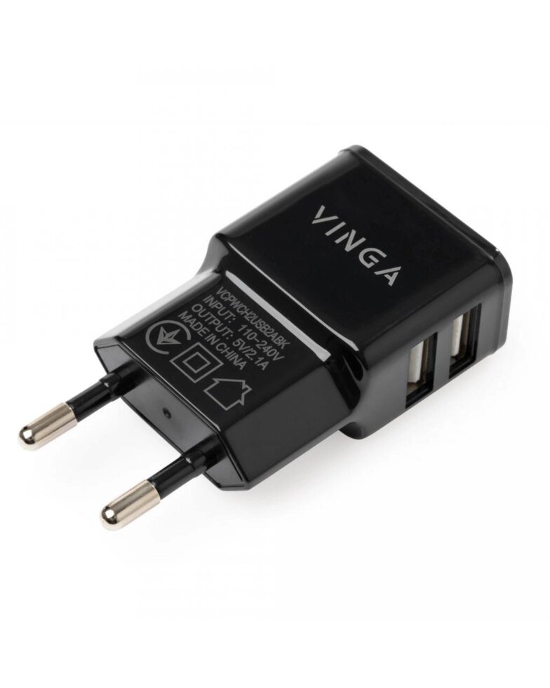 Зарядний пристрій Vinga 2 Port USB Wall Charger 2.1 A від компанії ARTMOS - Інтернет магазин - фото 1