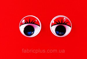 Оченята кольорові з віями 15мм (червоні)
