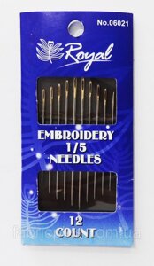 Голки для вишивання гладдю 1/5 Royal Needles (12 шт) золоті вушка