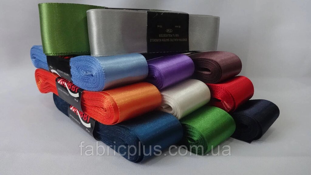 Лента атласная двухсторонняя 4 см цвет в ассортименте ##от компании## Fabric Plus - ##фото## 1