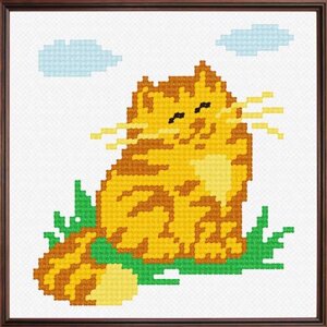 Набір для вишивання "Рудий котик"тканину з малюнком, муліне, голка) 11*11 см
