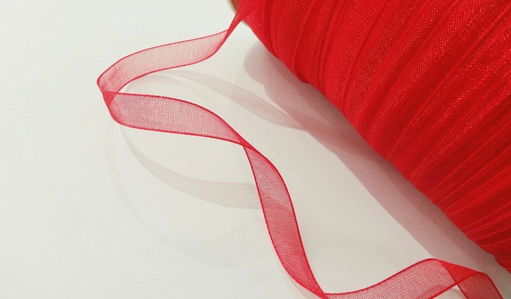 Стрічка органза 7 мм червона - Fabric Plus