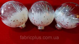 Новогодние шары с наполнением 10 см прозрачные (набор 3 шт)