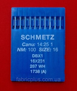 Иглы для промышленных прямострочных машин Schmetz DB*1 №100 (10 шт/уп)