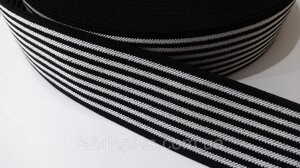 Резинка декоративная 5 см черная в белую полоску