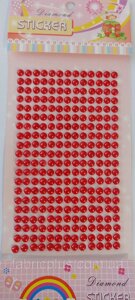 Напівбусини наклейки на планшетці Ø6 мм. червоні (13 шт.)