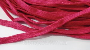 Шнурки бавовняні плоскі метражні 1 см темно-рожеві