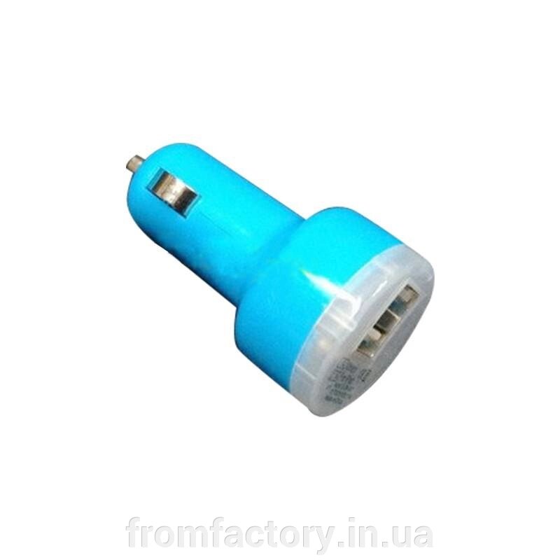 Автомобільна заряджання в прикурювач 2 USB/2.1A/1A: Блакитний від компанії Торгова Марка "FromFactory" - фото 1