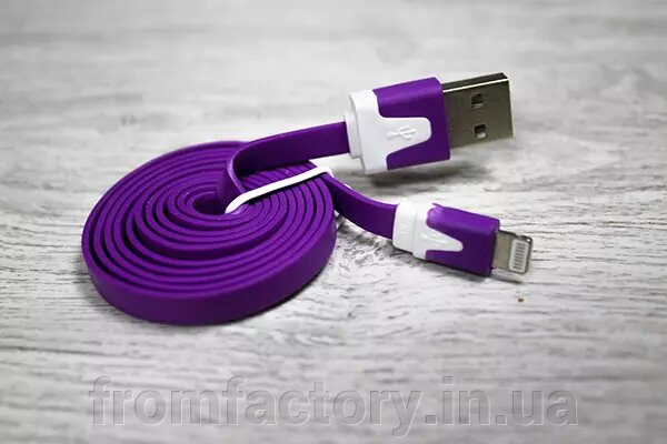 Блискавка/USB -кабель різні кольори 1м: фіолетовий від компанії Торгова Марка "FromFactory" - фото 1