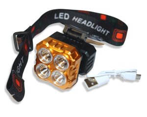 Ліхтарик налобний світлодіодний акумуляторний HX-208-4 5см/5см