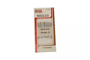 Голки для ручного шиття з тоненькими вушками GOLD – EYE Sharps 9 / 20ігл