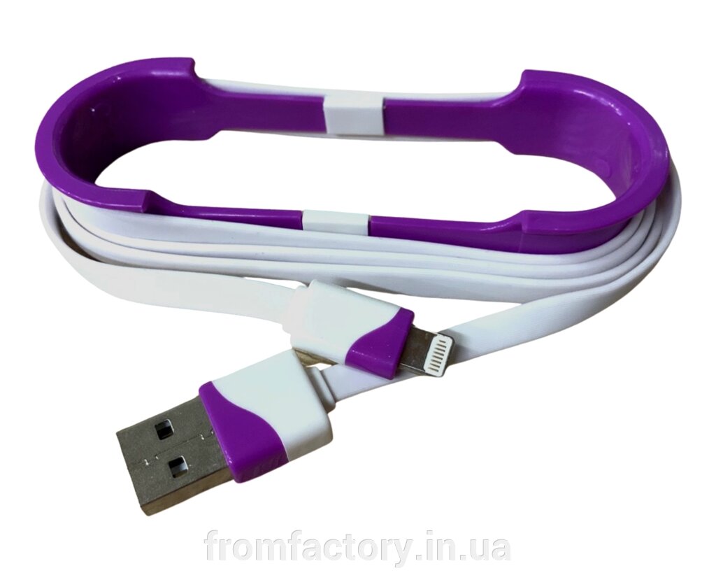 Кабель для зарядки і синхронізації плоский Lightning з USB 3.0 / 1м: Фіолетовий від компанії Торгова Марка "FromFactory" - фото 1