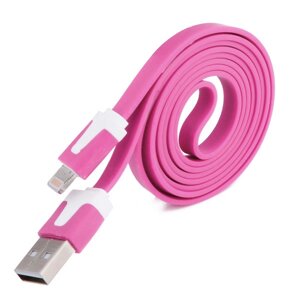 Блискавка/USB -кабель різні кольори 1м: рожевий