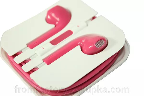Навушники EarPods з дистанційним керуванням та кольоровим мікрофоном: рожевий від компанії Торгова Марка "FromFactory" - фото 1