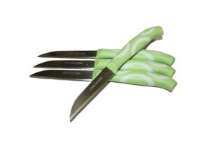 Ножі для картоплі з пластиковою ручкою набору 12шт/15,5 см/6,5 см: зелений