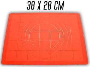 Килимок для тіста силіконовий з розміткою 38х28см: Червоний