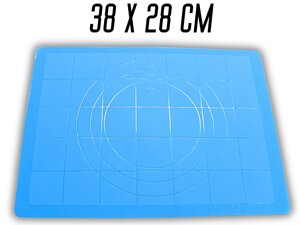 Килимок для тіста силіконовий з розміткою 38х28см: Синій