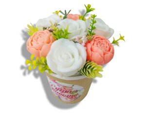 Мило сувенірне ароматизоване Букет троянд і півоній у супнику маленький 7шт