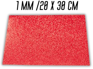 Фоаміран блискучий/глітерний неклеєвий 1мм/20х30см: Червоний