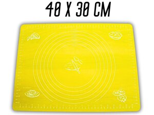 Килимок для тіста силіконовий з розміткою 40х30см: Жовтий